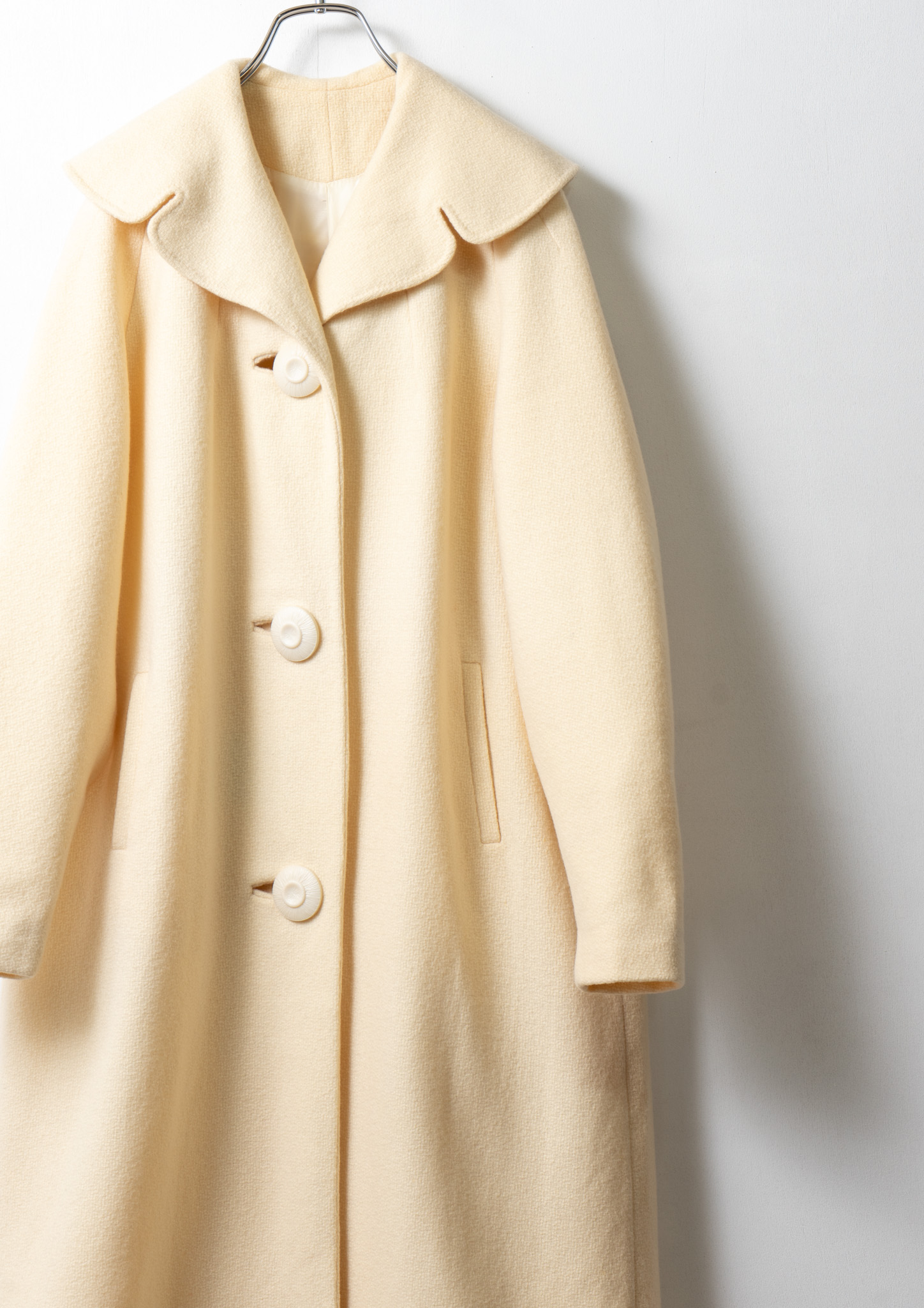 50's Made In USA Big Collar Design Ivory Coat - Bernet