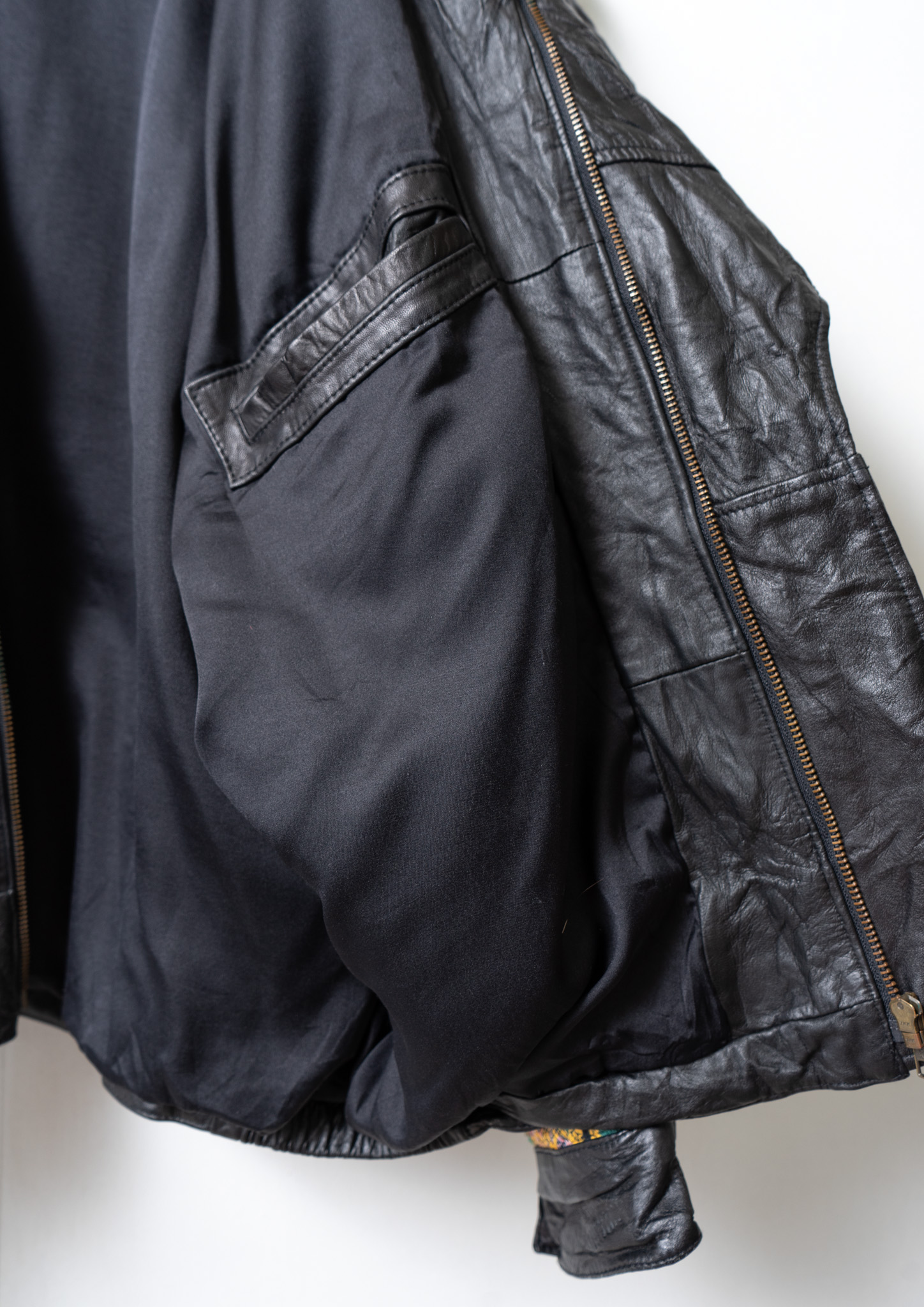 80's Multi Pattern Design Black Over Leather Jacket - Bernet ...
